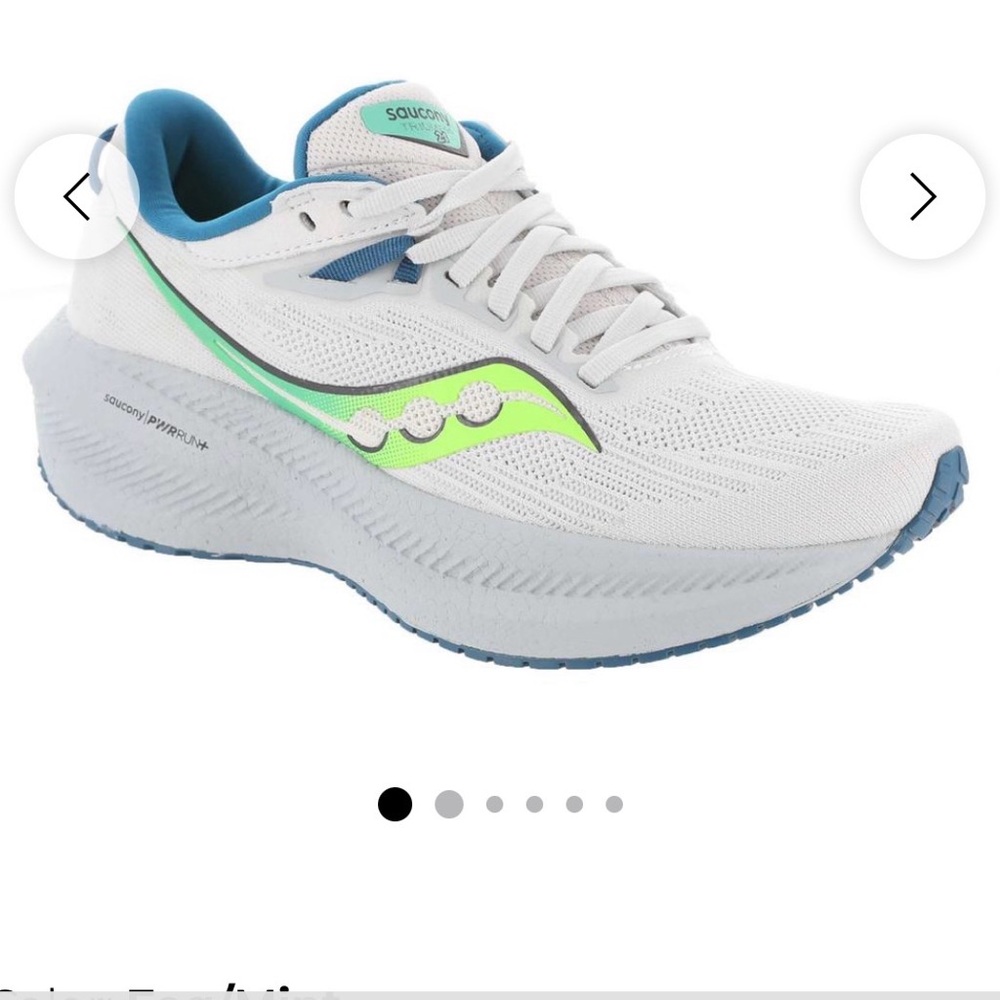 Saucony Women's White Running Shoes with Neon accent. Triumph 21